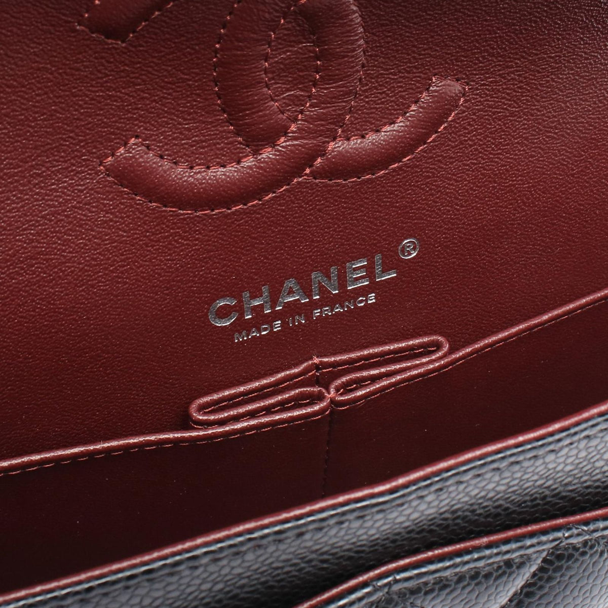 Chanel Shoulder Bag Quilted Double Flap Black Caviar Leather Chain — view 4