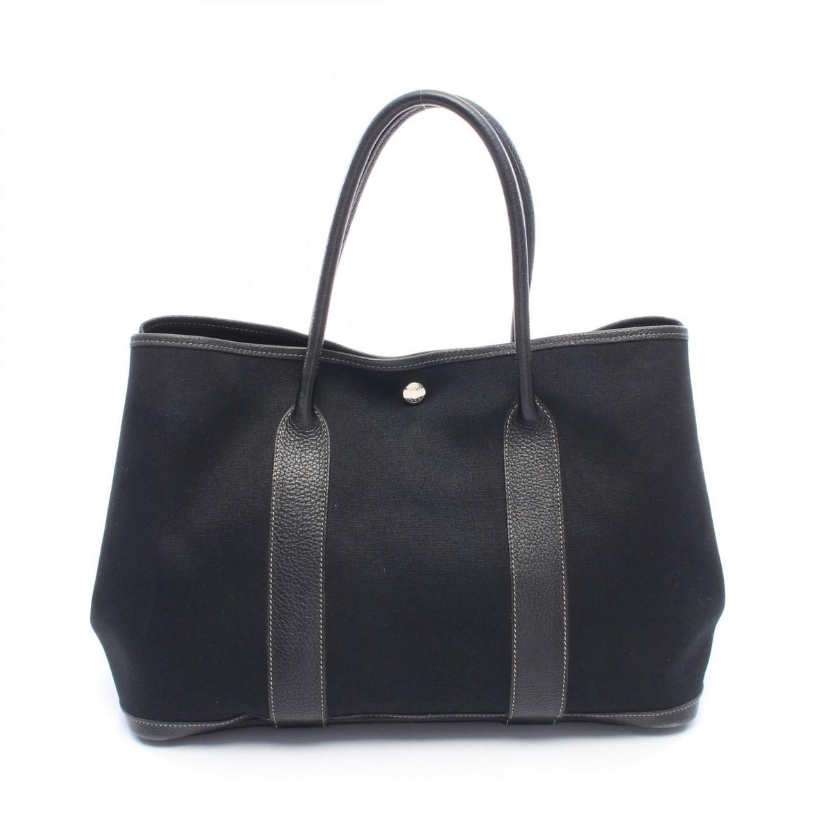 Hermes Tote Bag Garden Party PM Black Canvas Leather