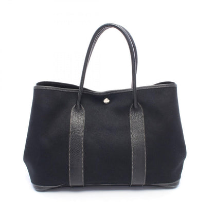 Hermes Tote Bag Garden Party PM Black Canvas Leather