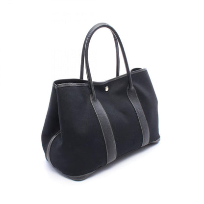 Hermes Tote Bag Garden Party PM Black Canvas Leather — view 2