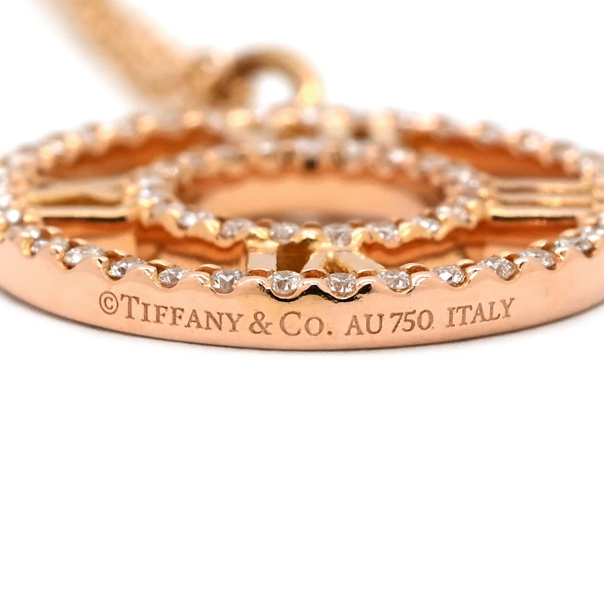 Tiffany & Co Necklace Atlas Open Medallion Diamond Rose Gold T& 18k Pink 18k — view 7