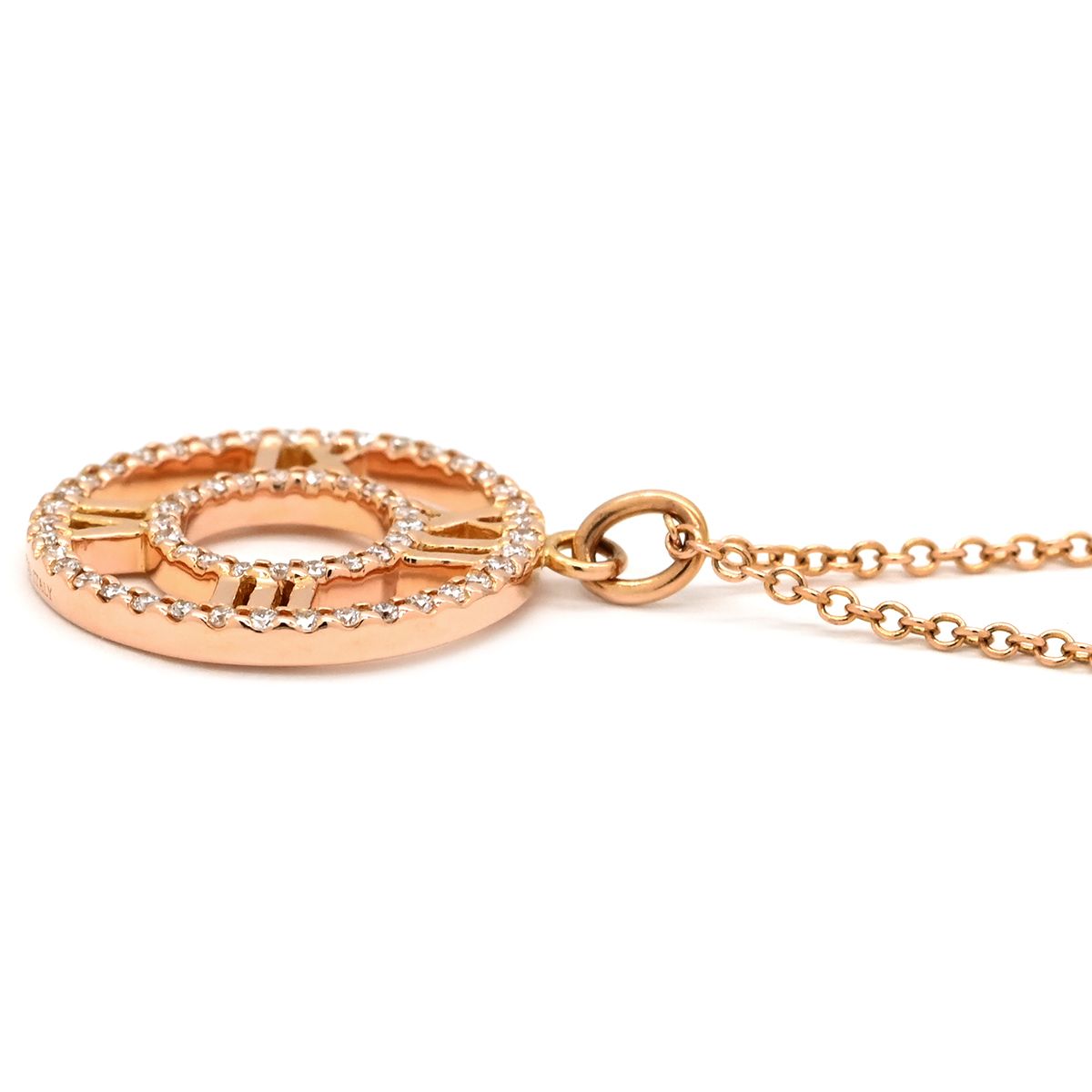 Tiffany & Co Necklace Atlas Open Medallion Diamond Rose Gold T& 18k Pink 18k — view 3