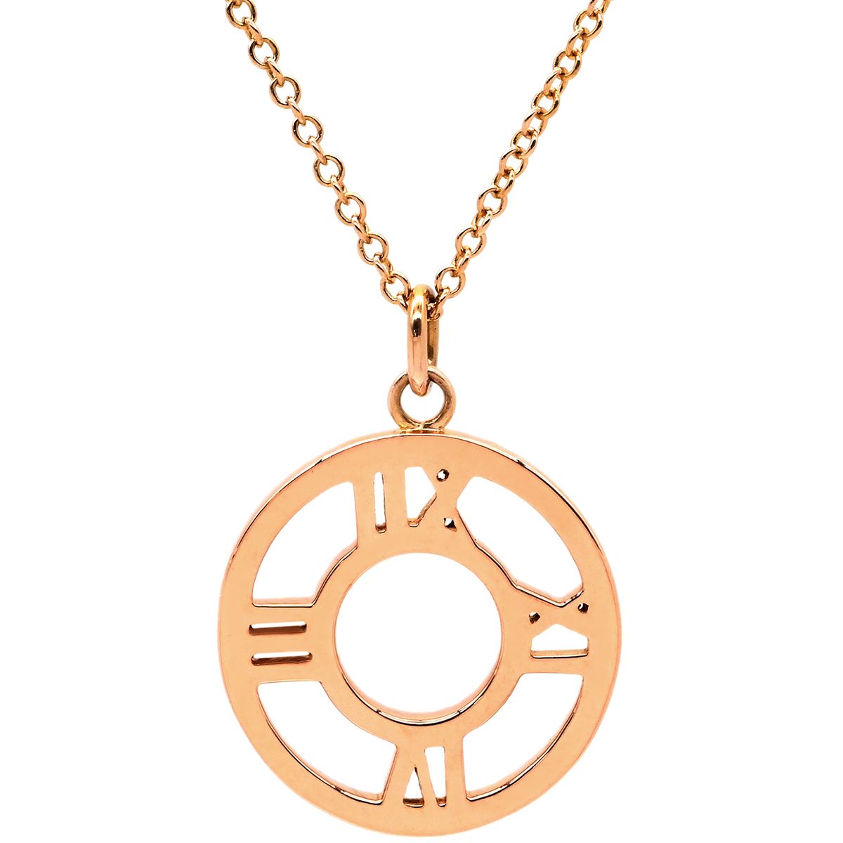 Tiffany & Co Necklace Atlas Open Medallion Diamond Rose Gold T& 18k Pink 18k — view 2