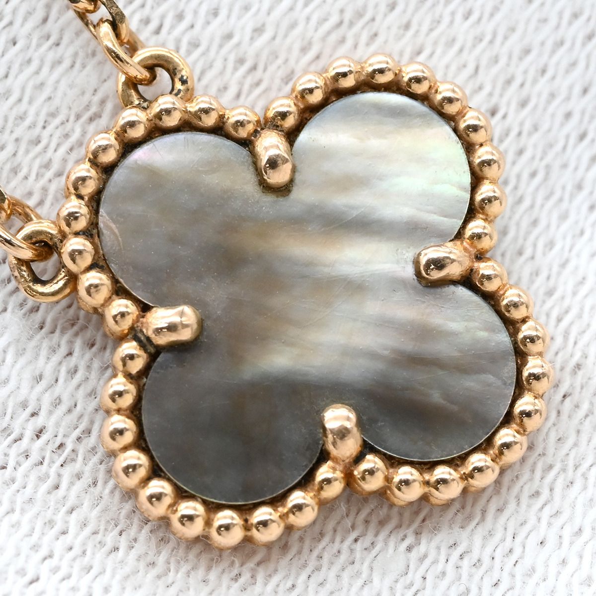 Van Cleef & Arpels Necklace Vintage Alhambra Gray Rose Gold Shell — view 7