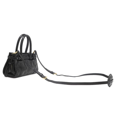 Prada 2-Way Bag Bonnie Mini Handbag Leather Black Gold Triangle Logo — view 2