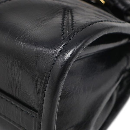 Prada 2-Way Bag Bonnie Mini Handbag Leather Black Gold Triangle Logo — view 4