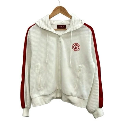 Gucci Web Stripe Hoodie Long Sleeve Zip Up Interlocking G Logo Embroidery M