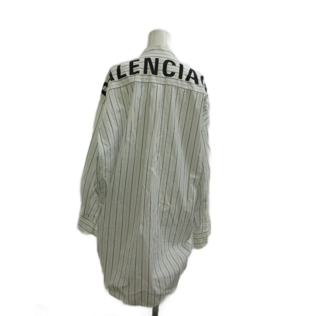 Balenciaga New Swing Shirt Long Sleeve Bowtie Striped Logo Print Oversize S 34 — view 3