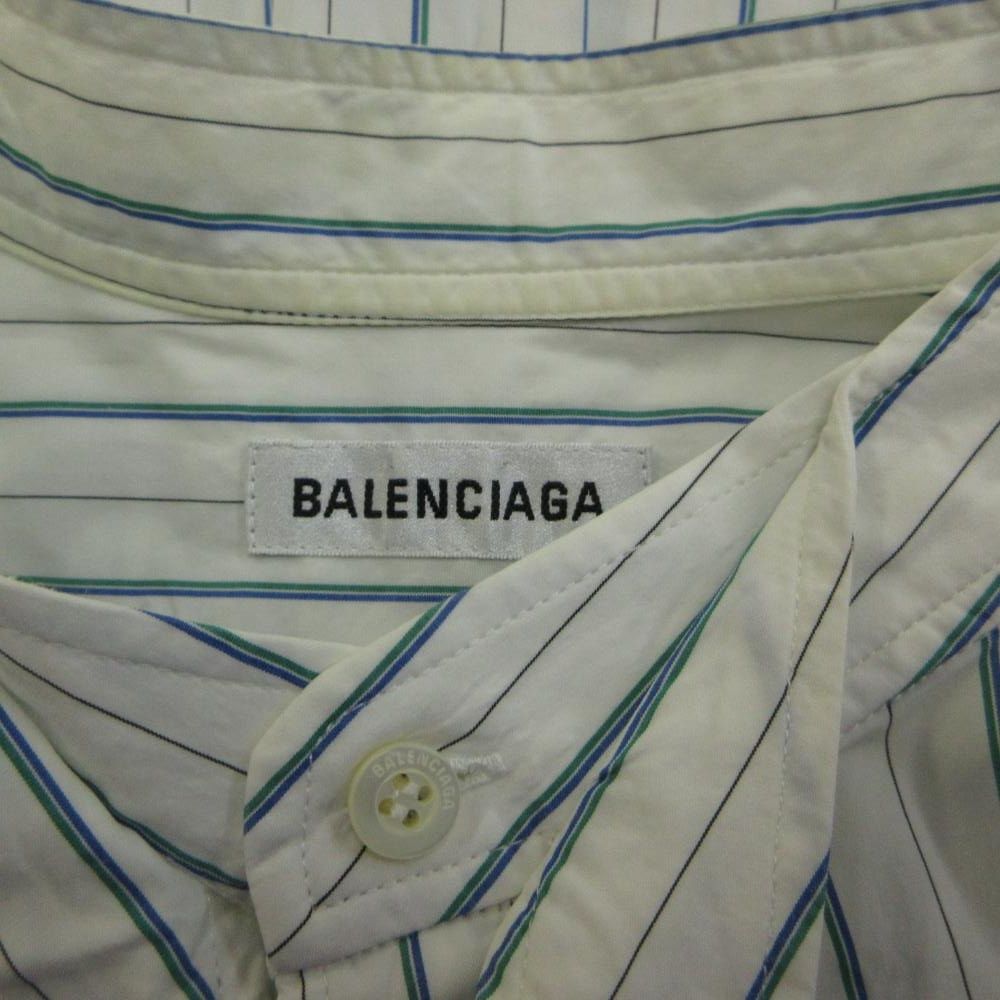 Balenciaga New Swing Shirt Long Sleeve Bowtie Striped Logo Print Oversize S 34 — view 4