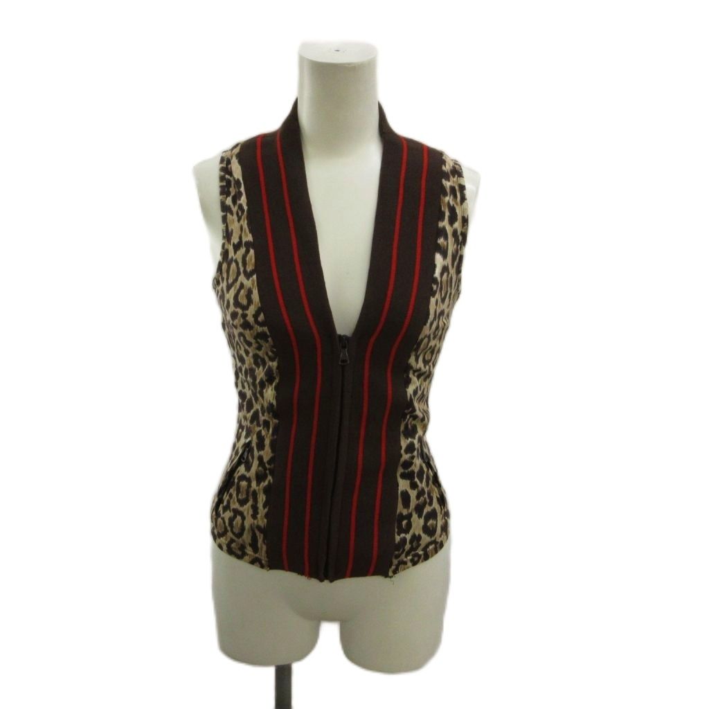 Dolce & Gabbana D&G Vest Gilet Cut Replacement Leopard Print Double Stripe