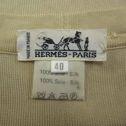 Hermes Vintage Gilet Vest Silk V-neck Scarf Pattern All Over Print Gold Button — view 4