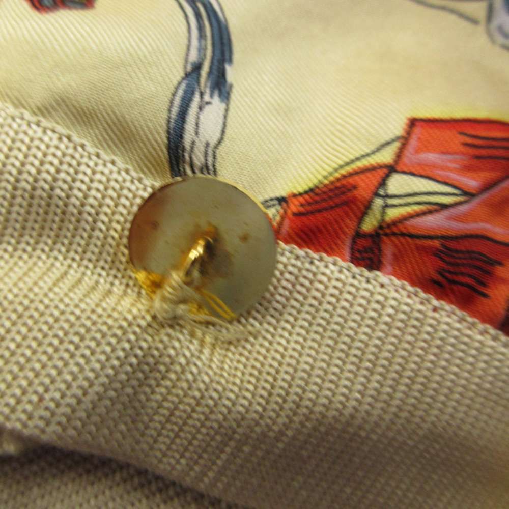Hermes Vintage Gilet Vest Silk V-neck Scarf Pattern All Over Print Gold Button — view 5
