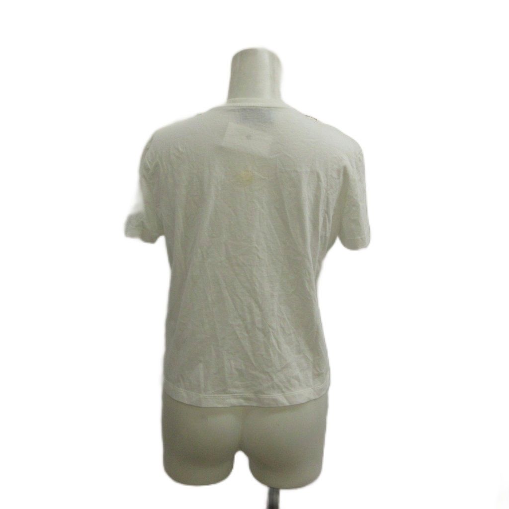 Prada T-Shirt with Rhinestone Top White Round Neck Short Sleeve KK — view 3