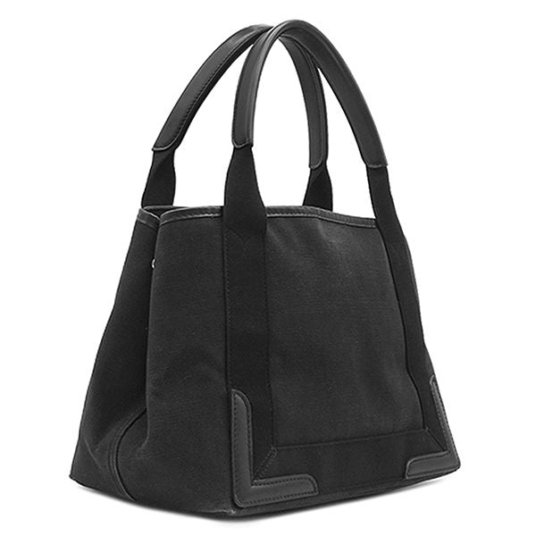 Balenciaga Tote Bag Navy Cabas S Canvas Leather Black Silver Logo — view 2