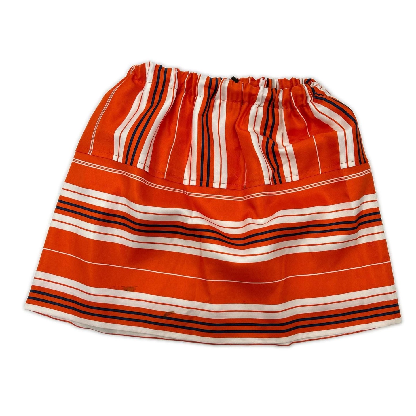 Louis Vuitton Orange Multi Border Silk Waist Togo Mini Skirt 34