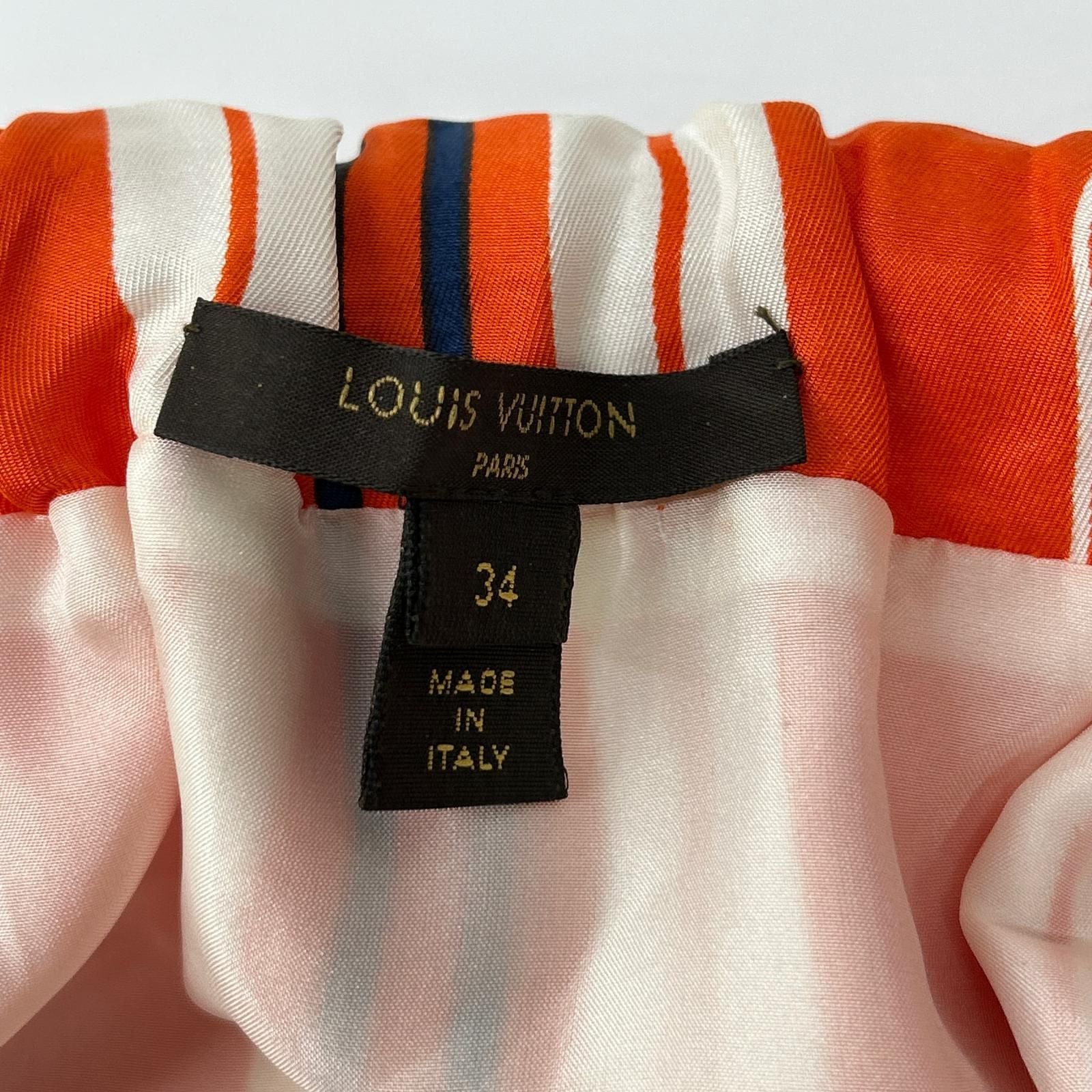 Louis Vuitton Orange Multi Border Silk Waist Togo Mini Skirt 34 — view 3