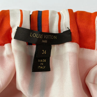 Louis Vuitton Orange Multi Border Silk Waist Togo Mini Skirt 34 — view 3