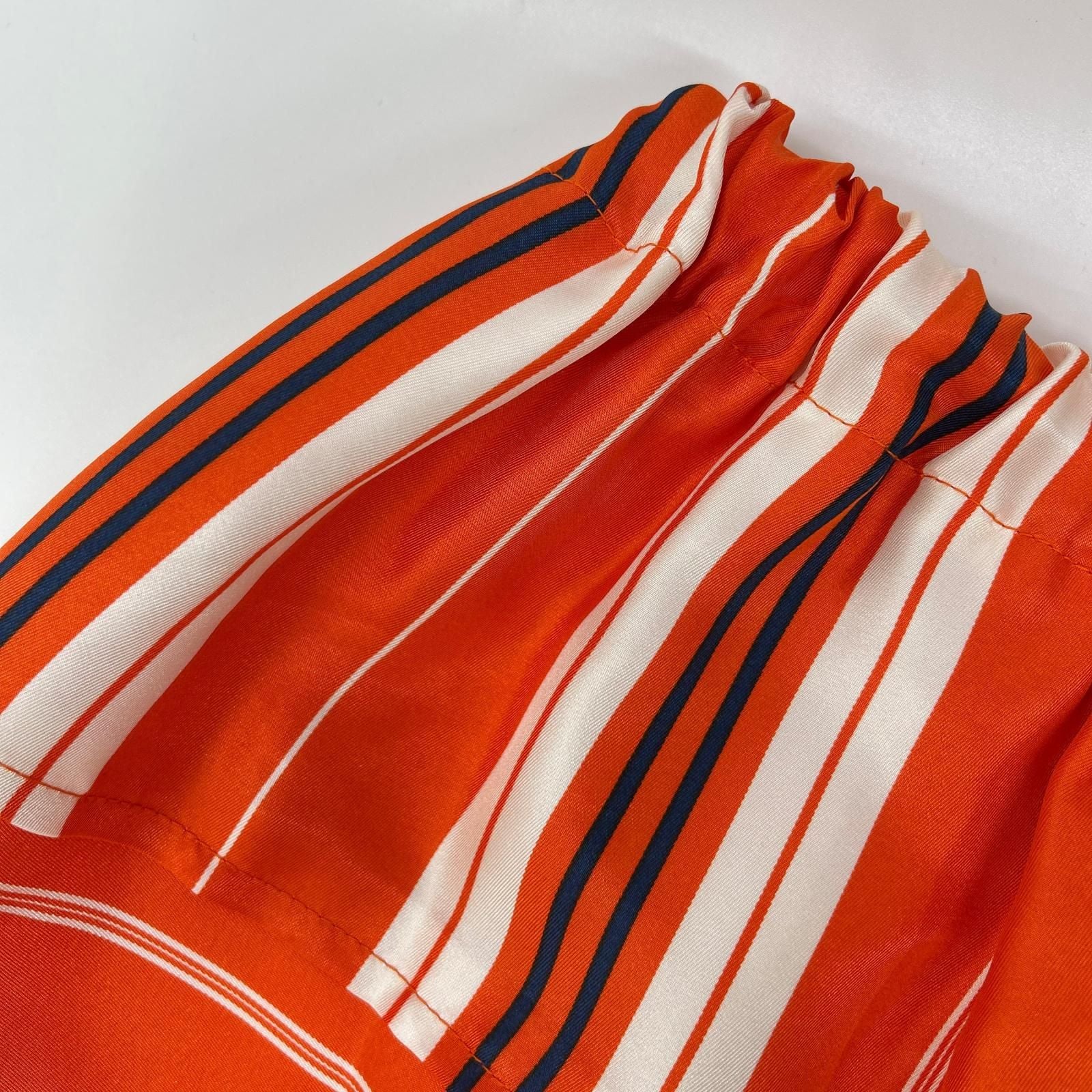Louis Vuitton Orange Multi Border Silk Waist Togo Mini Skirt 34 — view 6