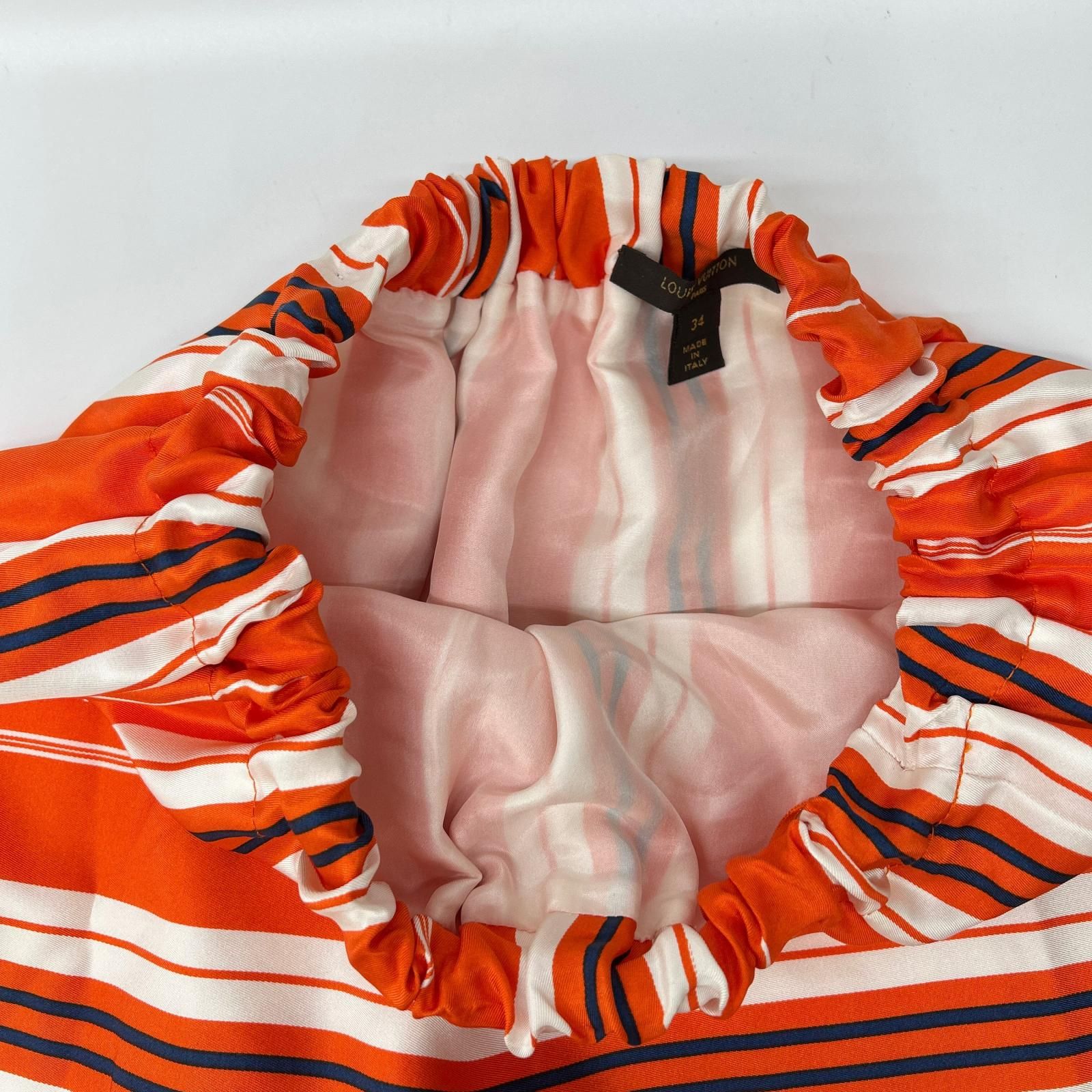 Louis Vuitton Orange Multi Border Silk Waist Togo Mini Skirt 34 — view 7