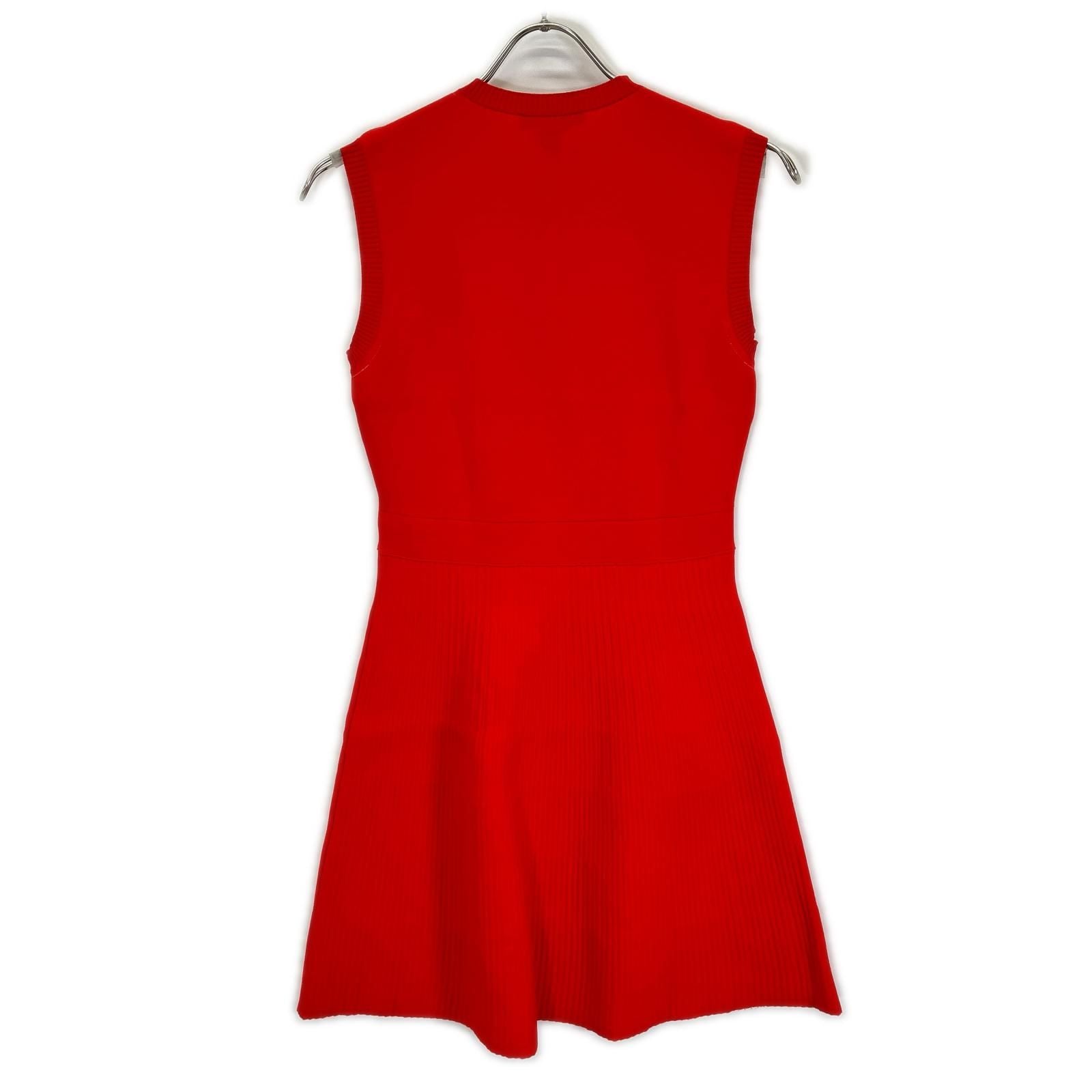 Louis Vuitton Red LV Circle Embroidery Sleeveless Rib Knit Dress XS — view 2