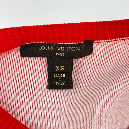 Louis Vuitton Red LV Circle Embroidery Sleeveless Rib Knit Dress XS — view 3