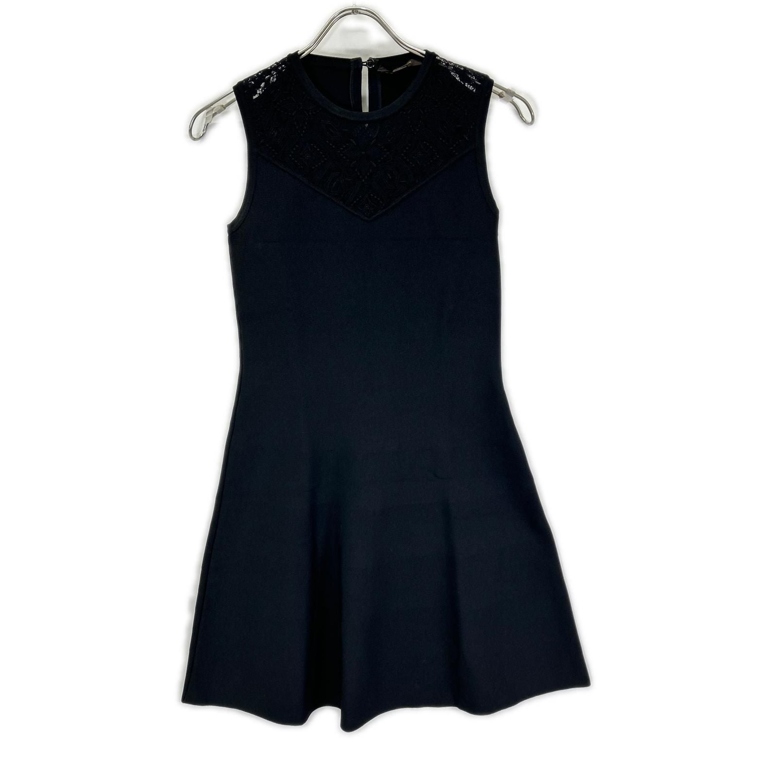 Louis Vuitton Black Monogram Lace Sleeveless Dress XS