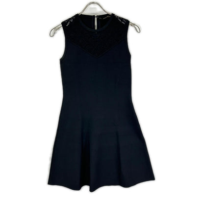 Louis Vuitton Black Monogram Lace Sleeveless Dress XS