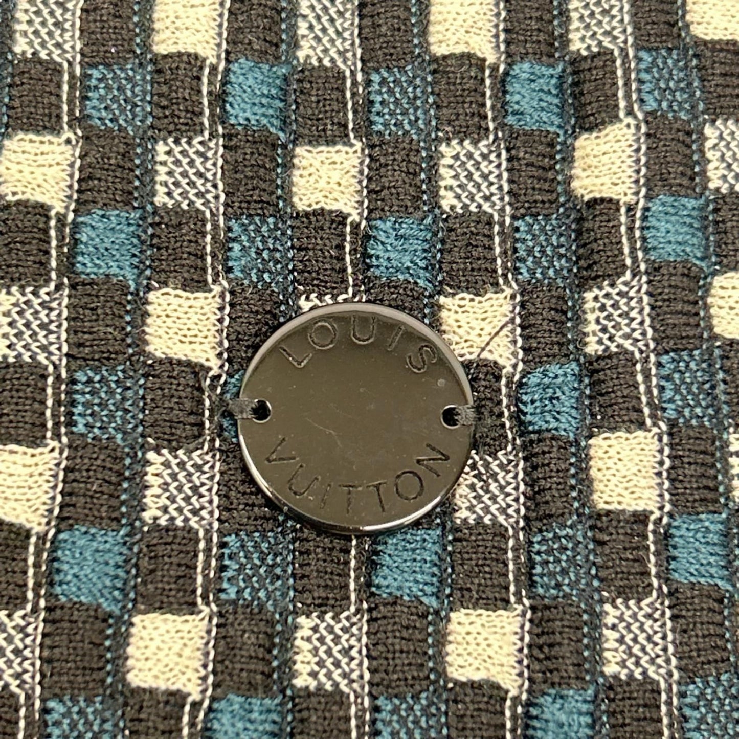 Louis Vuitton Blue Black Gray Damier Silk Knit Dress — view 7
