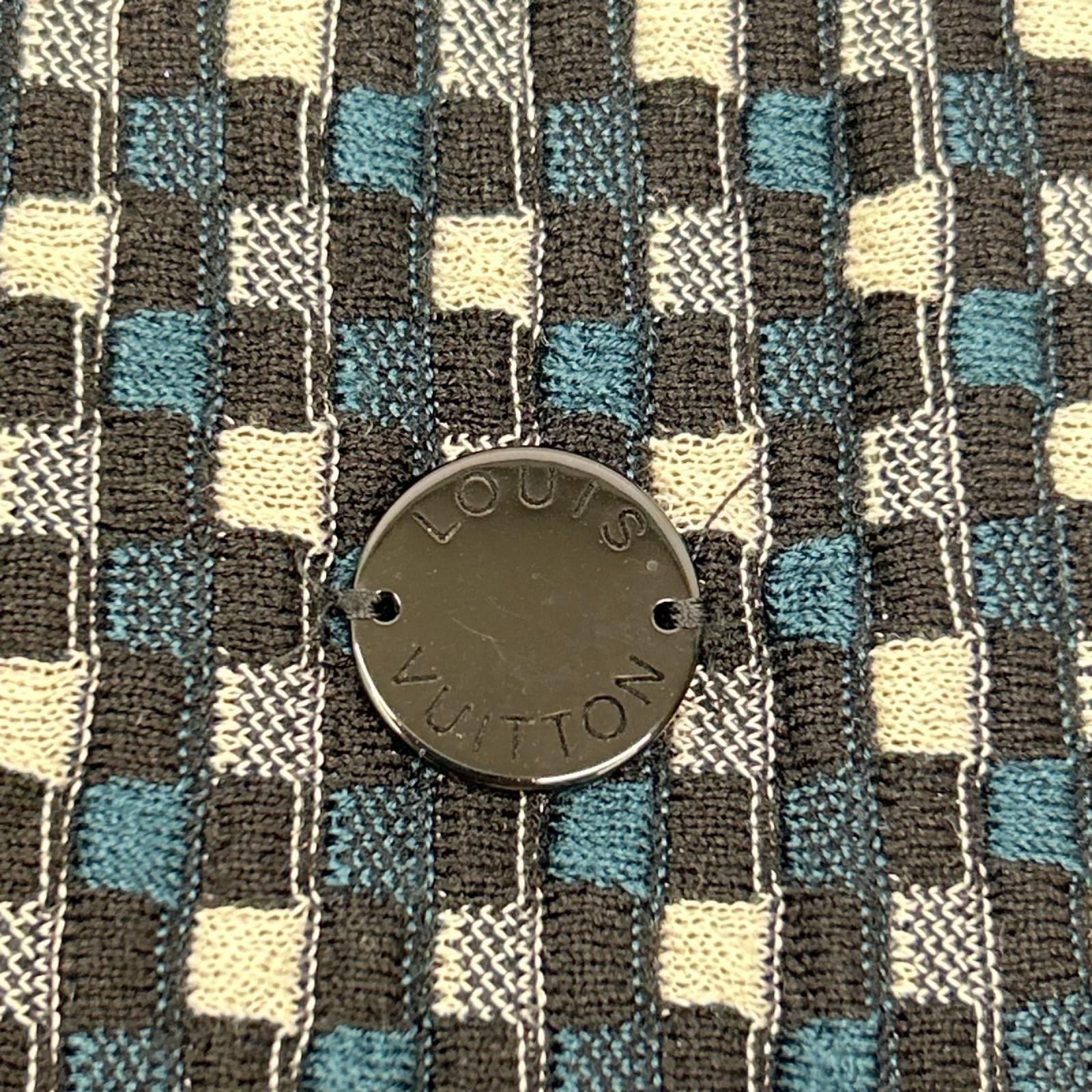 Louis Vuitton Blue Black Gray Damier Silk Knit Dress — view 7