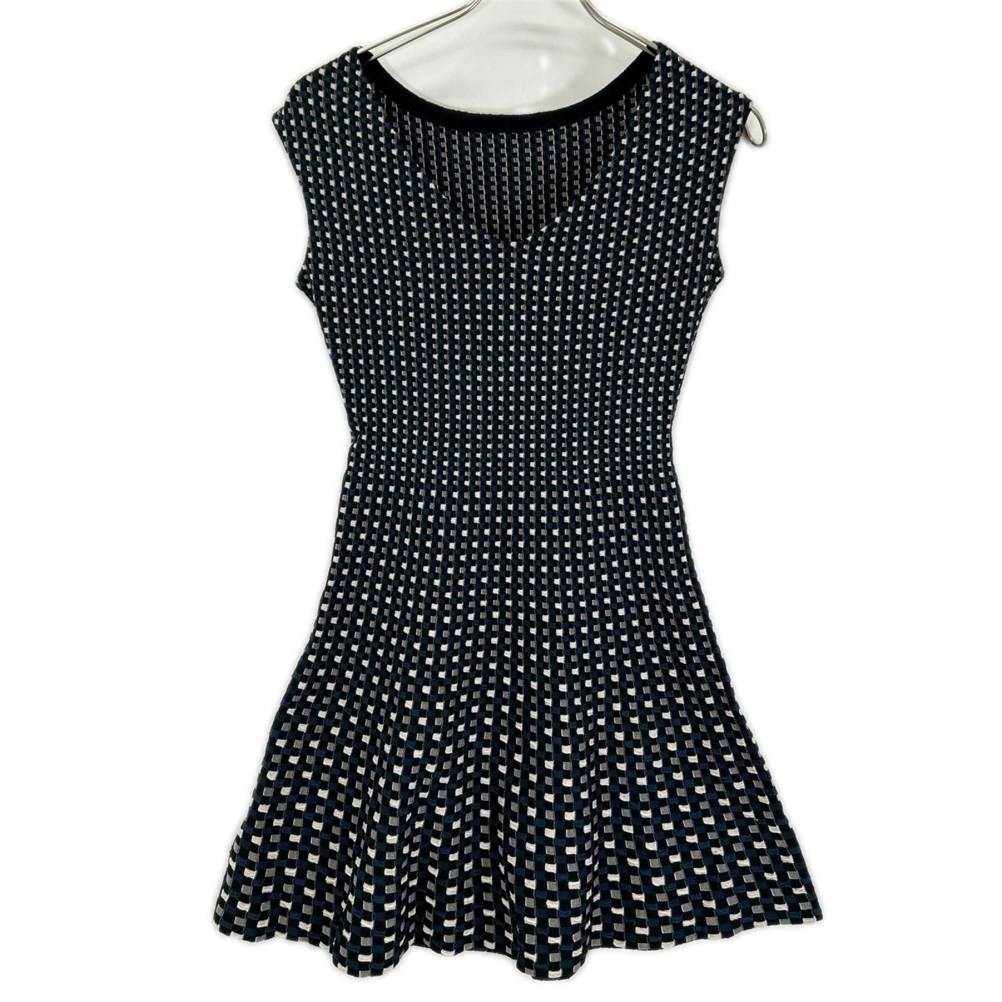 Louis Vuitton Blue Black Gray Damier Silk Knit Dress