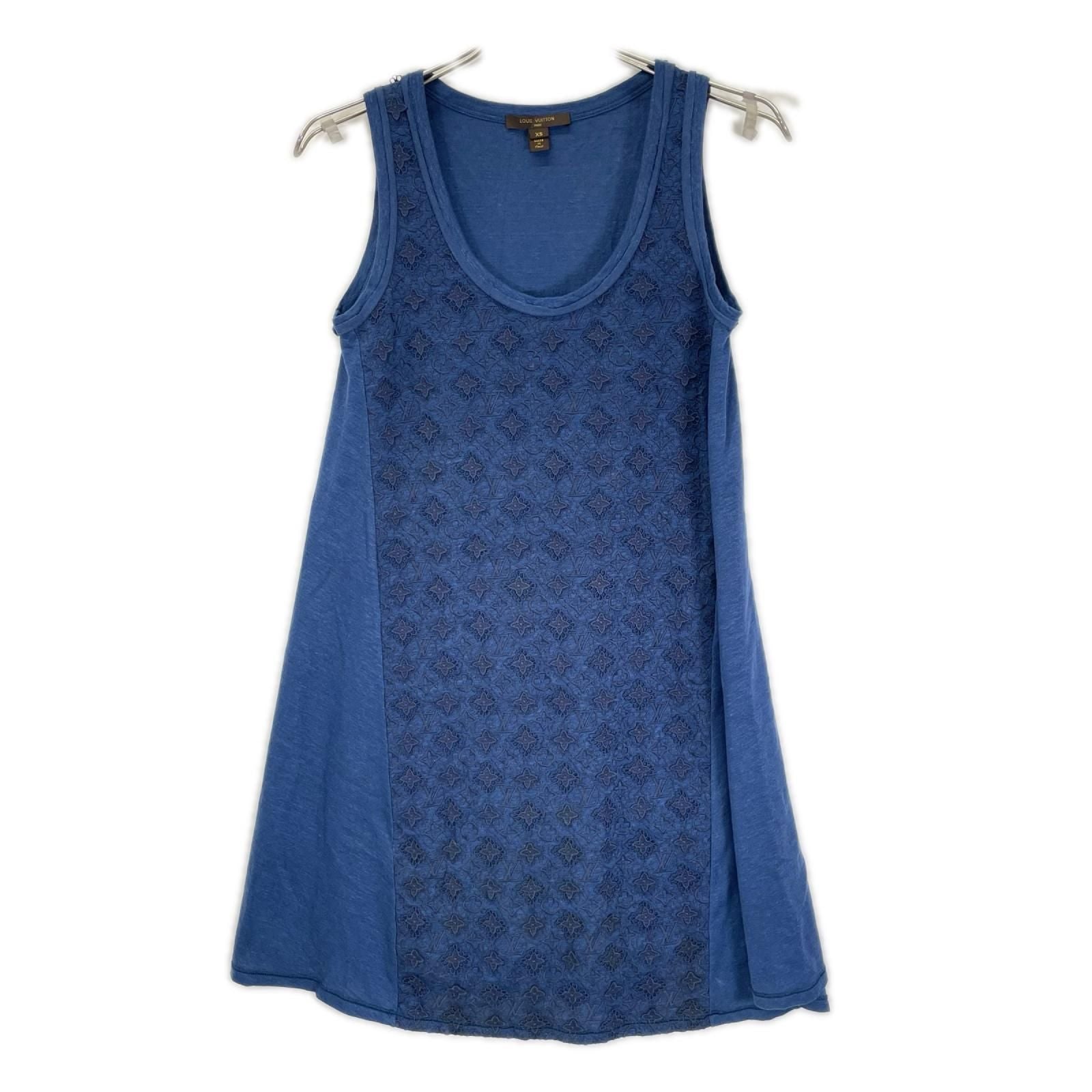 Louis Vuitton Navy Blue Monogram Lace Dress XS