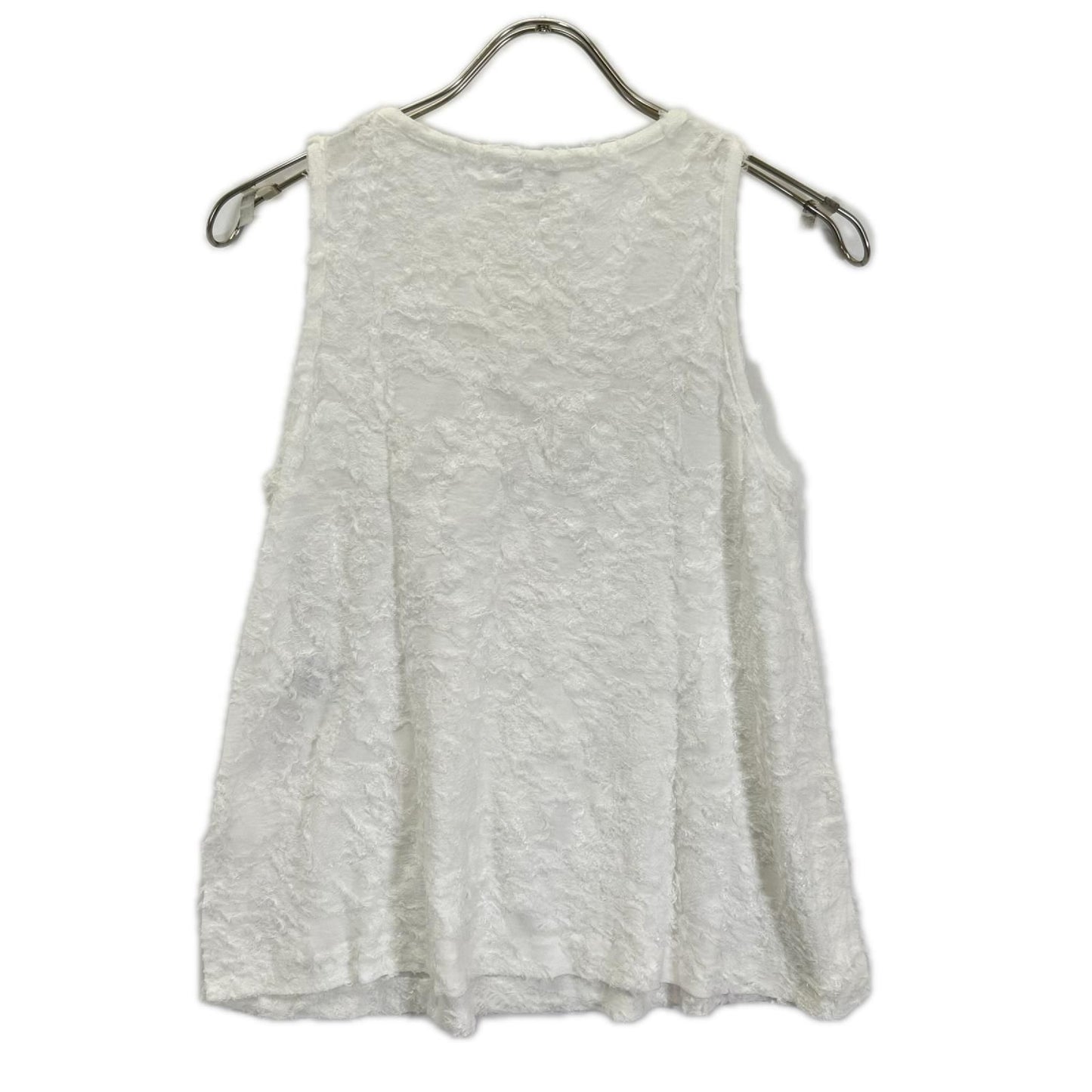 Chanel White Camellia Corsage Sleeveless Knit Sweater 34 — view 2