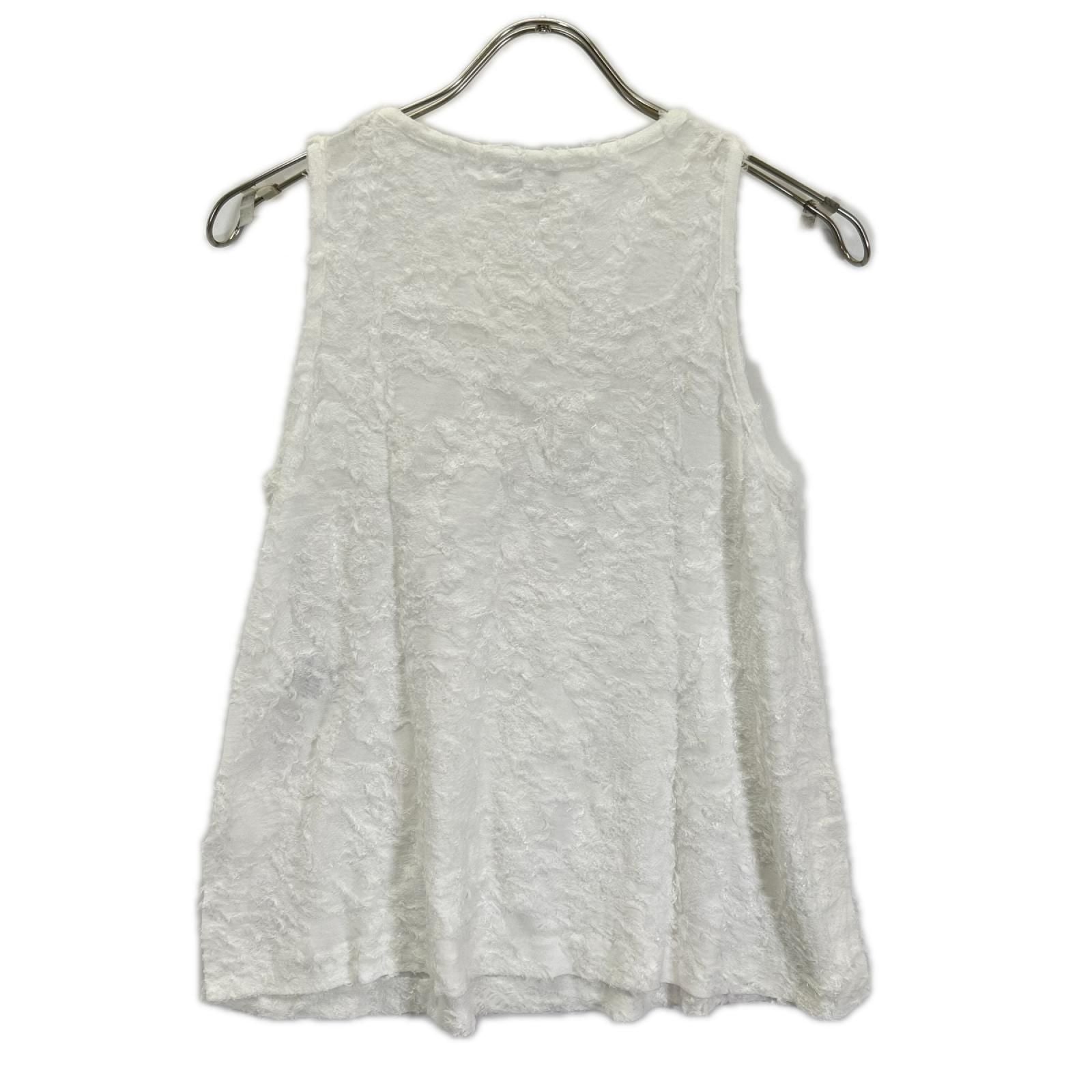 Chanel White Camellia Corsage Sleeveless Knit Sweater 34 — view 2