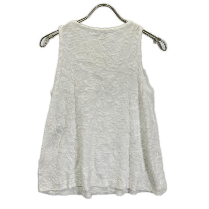 Chanel White Camellia Corsage Sleeveless Knit Sweater 34 — view 2