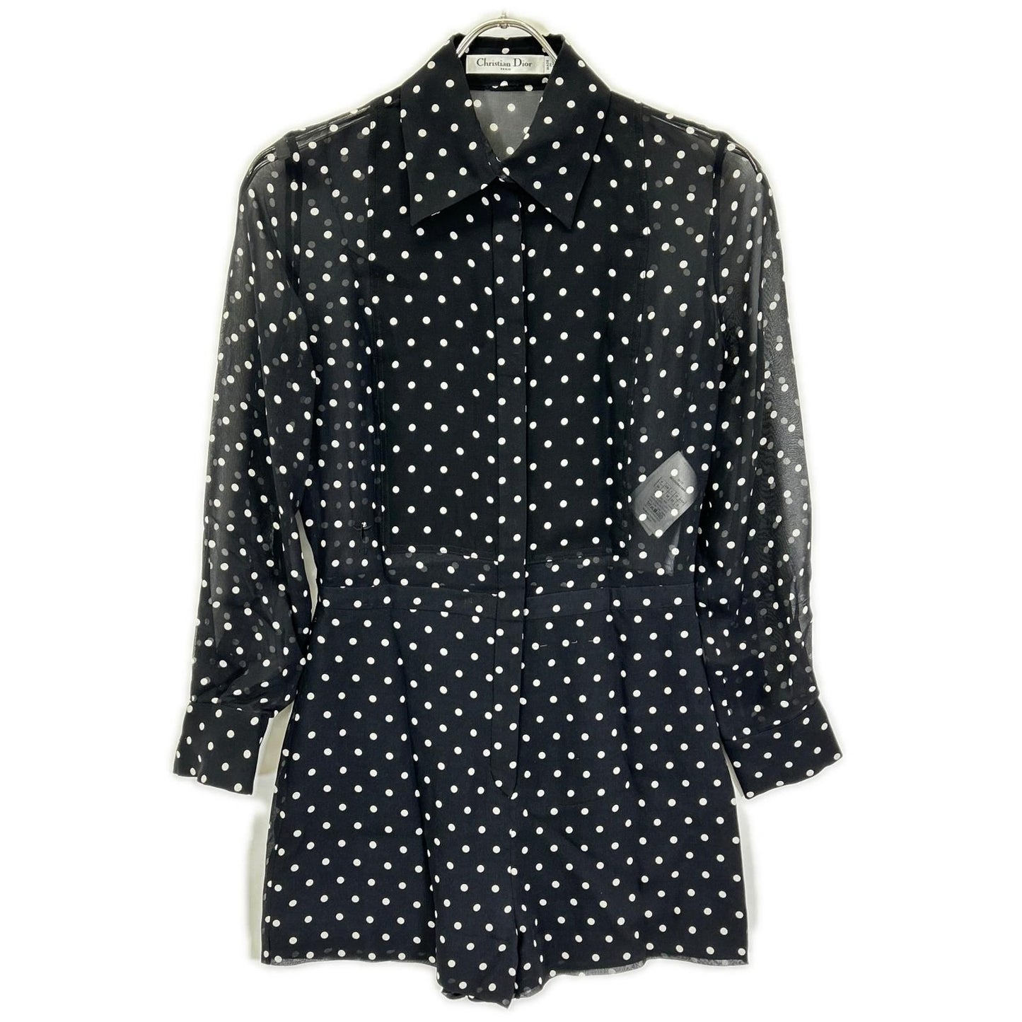 Dior Bee Embroidery Silk Dot Jumpsuit 34