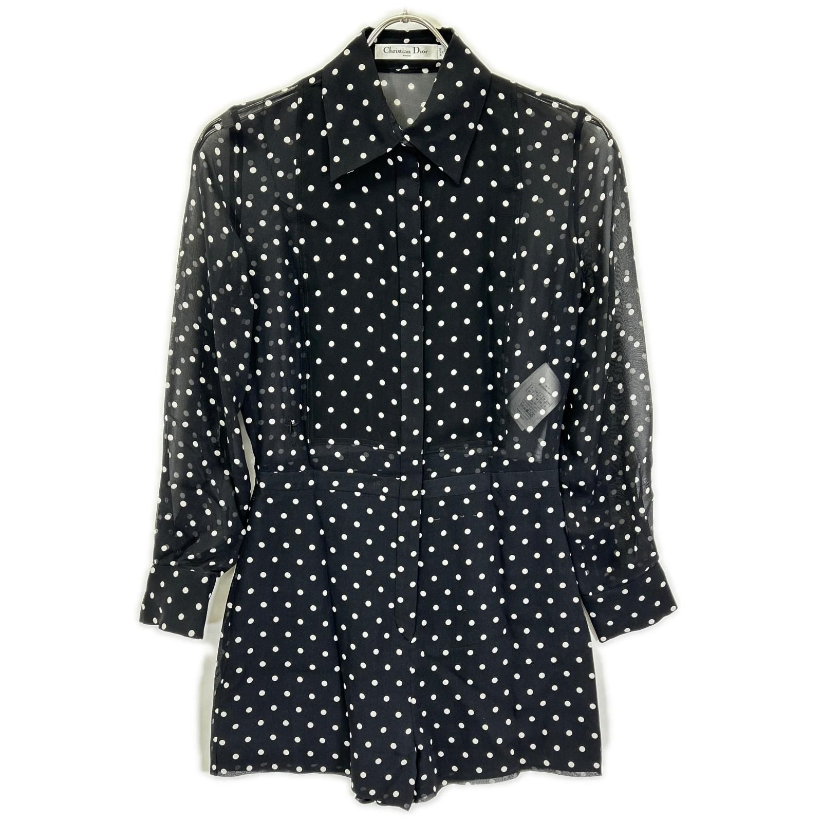 Dior Bee Embroidery Silk Dot Jumpsuit 34