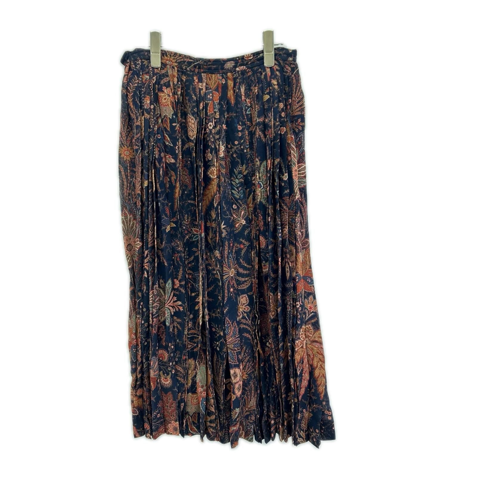 Saint Laurent Navy Silk Pleated Skirt 36 — view 2