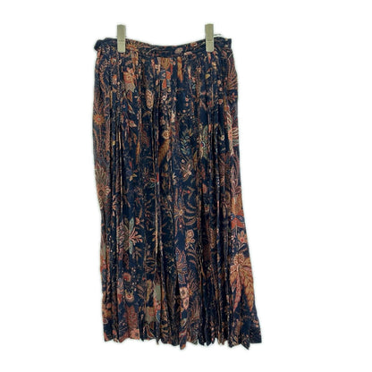 Saint Laurent Navy Silk Pleated Skirt 36 — view 2