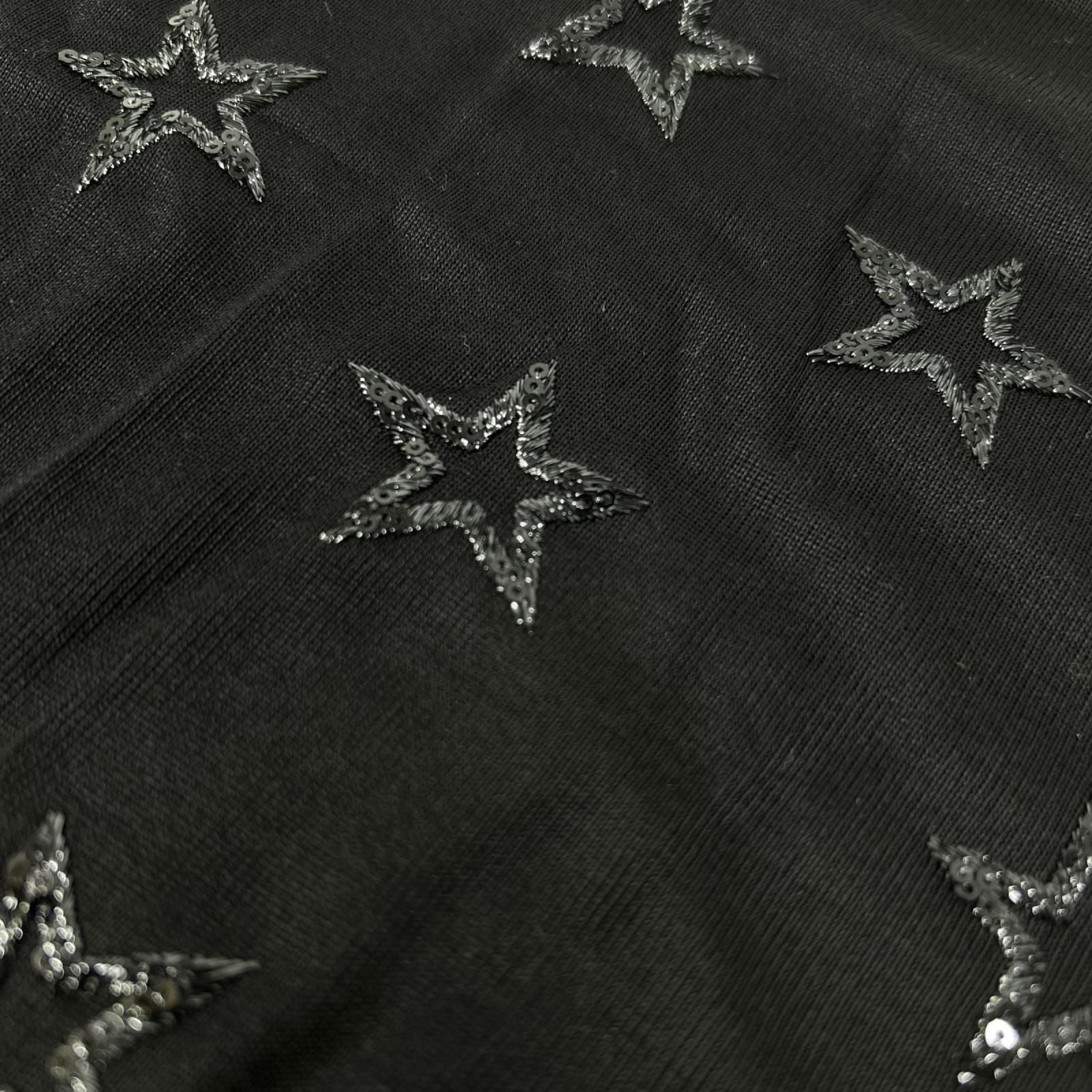 Saint Laurent Paris Black Silk Star Top — view 6