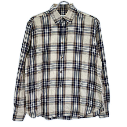 Saint Laurent Paris Brown Beige Cassandra Lavalliere Shirt
