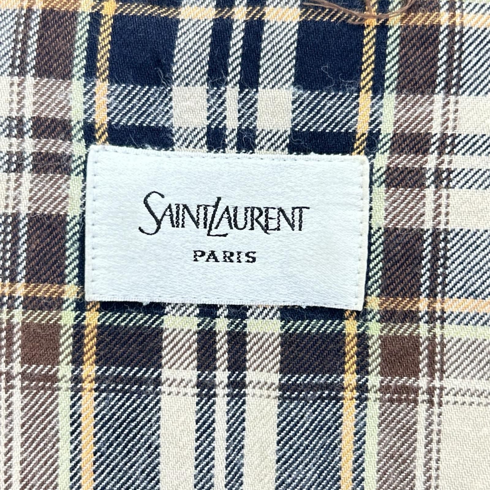 Saint Laurent Paris Brown Beige Cassandra Lavalliere Shirt — view 4