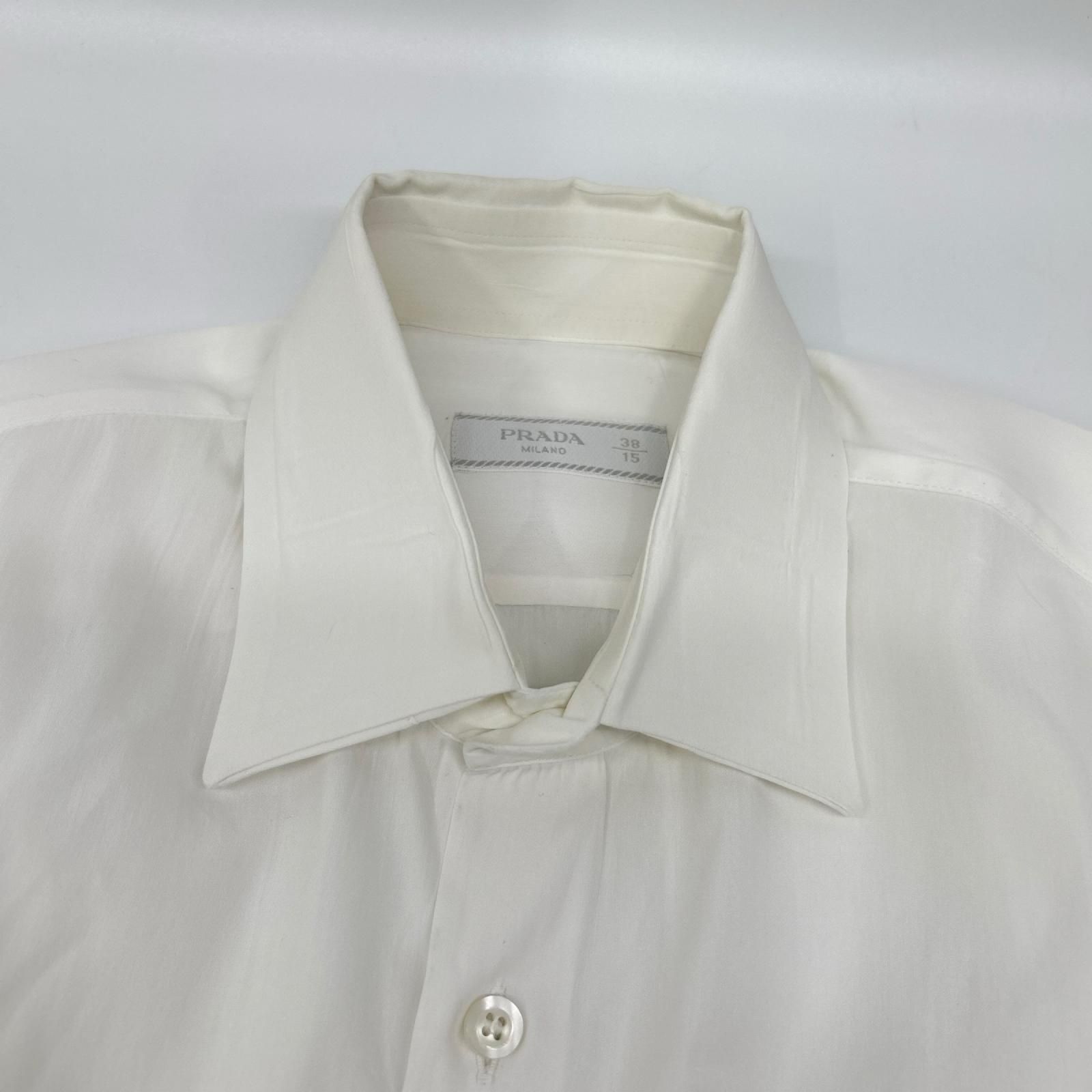 Prada White Stretch Poplin Shirt 38/15 — view 6