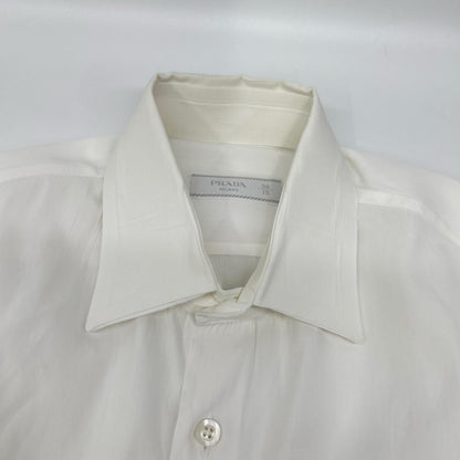 Prada White Stretch Poplin Shirt 38/15 — view 6