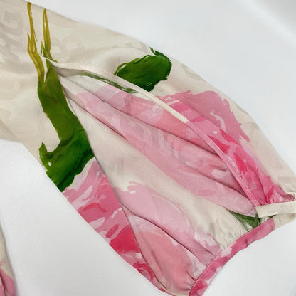 Balenciaga Pink Floral Ribbon Scarf Blouse 34 — view 8