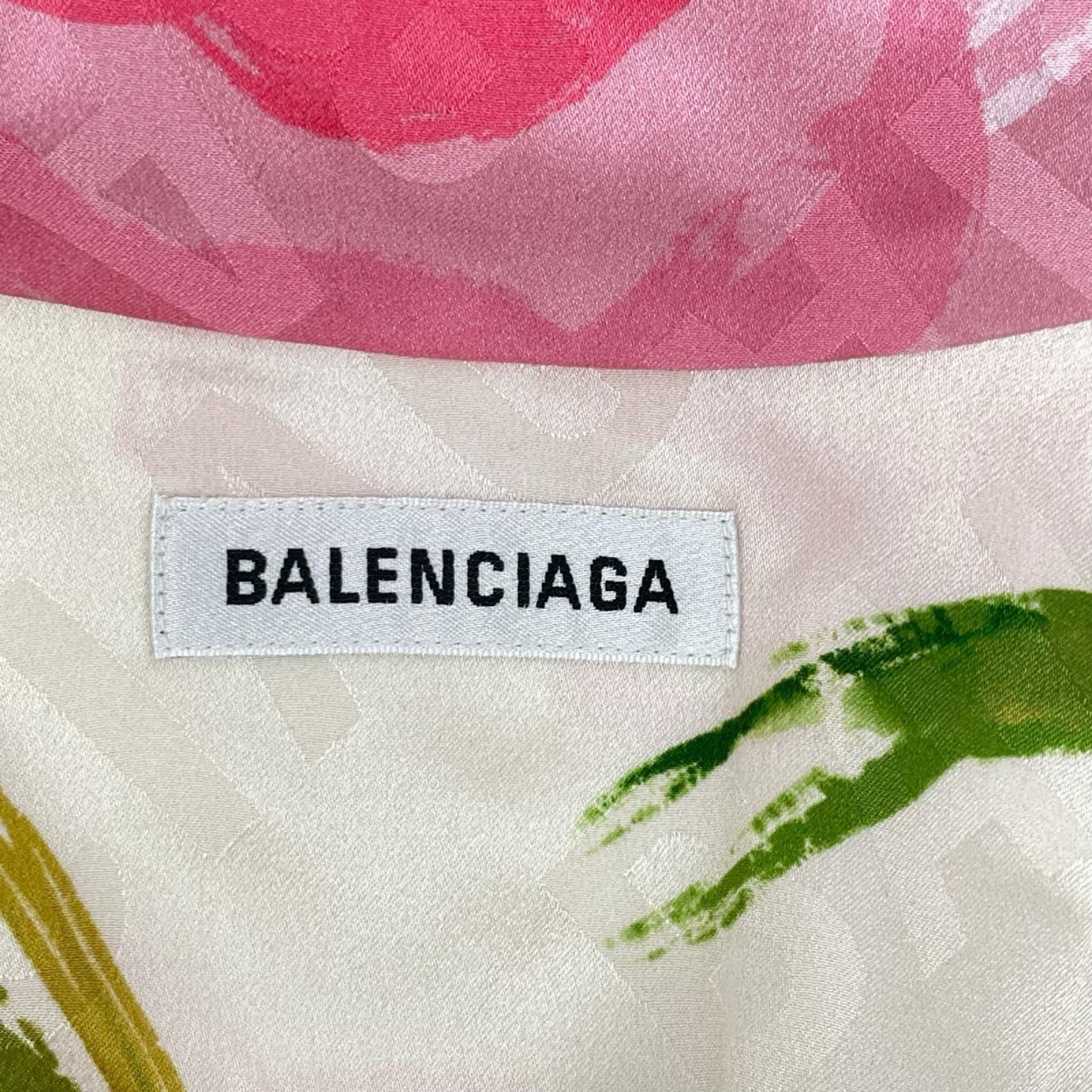 Balenciaga Pink Floral Ribbon Scarf Blouse 34 — view 4