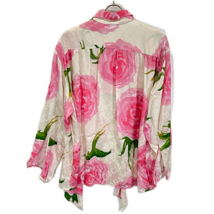 Balenciaga Pink Floral Ribbon Scarf Blouse 34 — view 2
