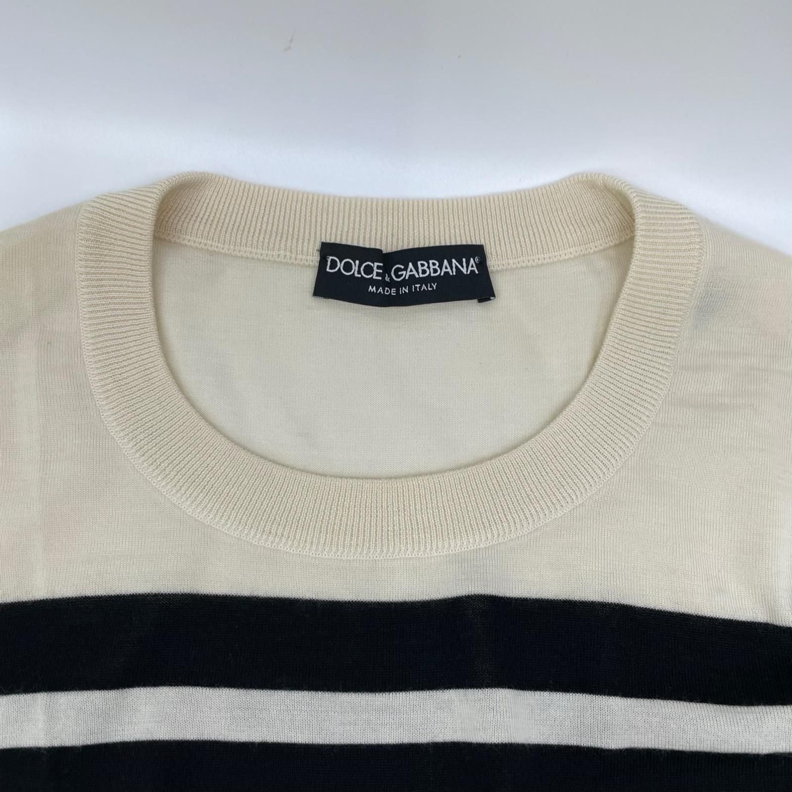 Dolce & Gabbana Black White Border Cashmere Knit Sweater 44 — view 7