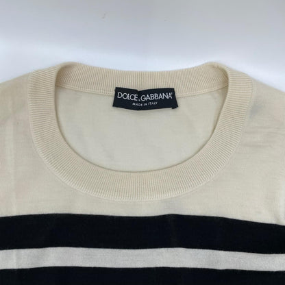 Dolce & Gabbana Black White Border Cashmere Knit Sweater 44 — view 7