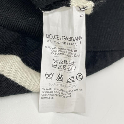 Dolce & Gabbana Black White Border Cashmere Knit Sweater 44 — view 4