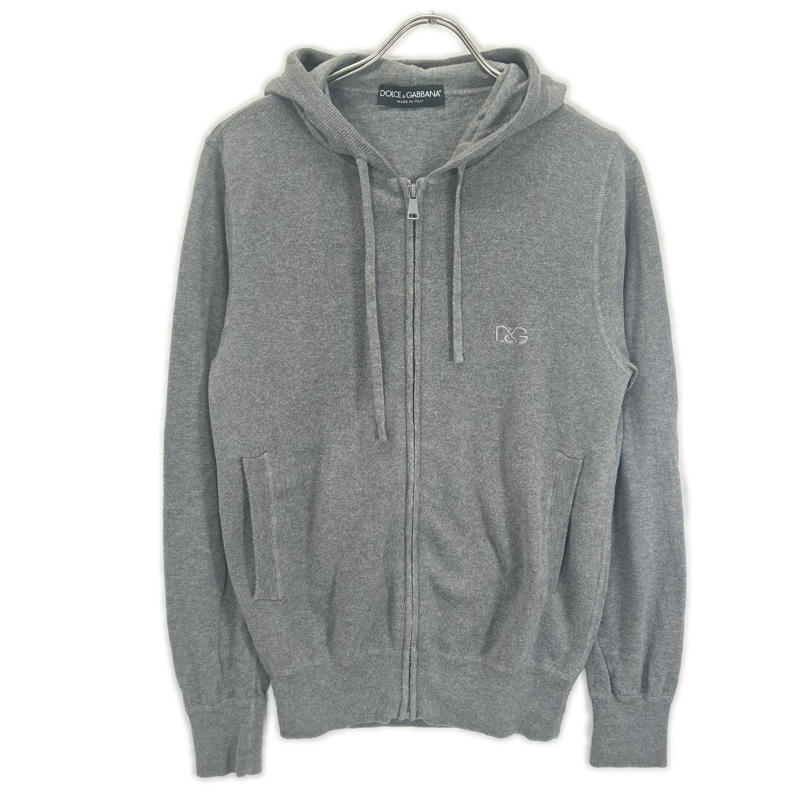 Dolce & Gabbana Gray Cotton Cashmere Zip Up Jacket 46
